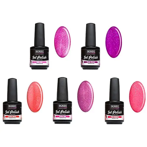 UV gel lak - komplet mali 5 ks - z bleščicami