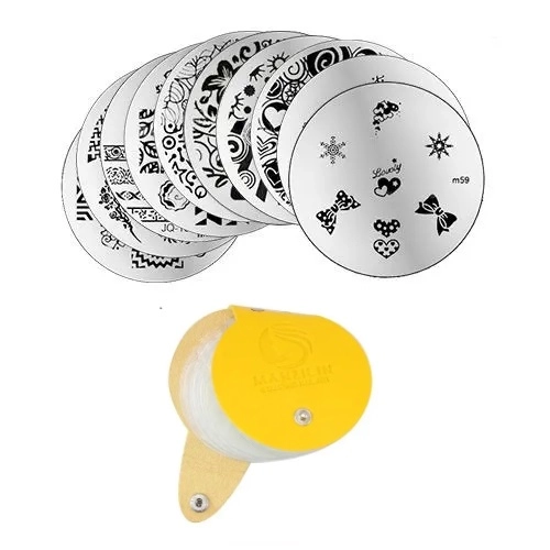 Komplet 10 šablon za štempljanje in ovitek za šablone