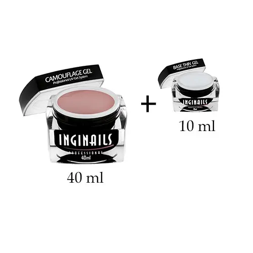 Komplet Inginails Professional - UV-gela Camouflage Gel 40 ml - UV-gela Base Thin Gel 10 ml