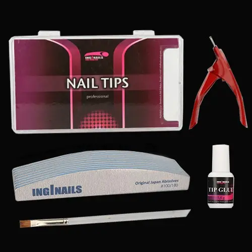 KOMPLET za modeliranje: 10 pilic + nohtne konice + lepilo za nohte + klešče + čopič