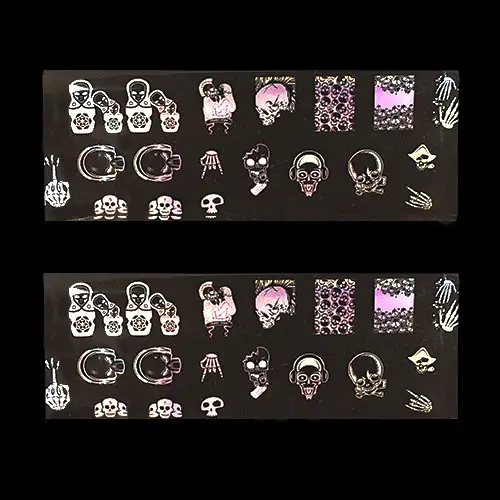 Okrasna folija za nohte - holografska z motivom okostnjaka