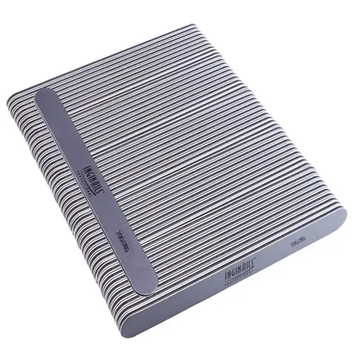 50kos - Inginails Professional Pilice za nohte, siva barva s črno sredico, pralna in primerna za razkuževanje 280/280