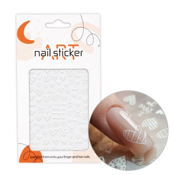 Nalepke za nohte - Beli srčki F926