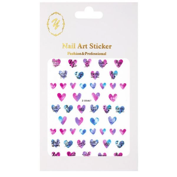 Nalepke za nohte - vijolična srčki Z-D5467