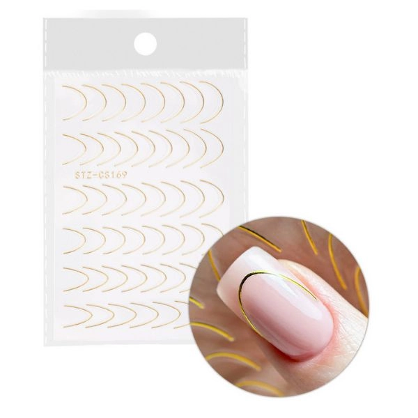 Nalepke za nohte - French Smile Line 48 kosov, zlate - STZ-CS169