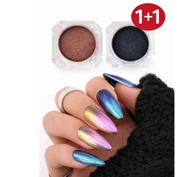 Barvni prah za nohte z zrcalnim učinkom - 1+1 BREZPLAČNA AKCIJA