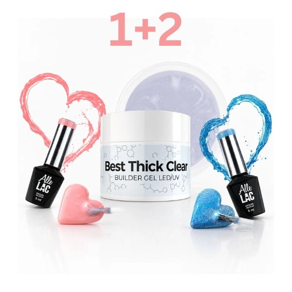 NTN Gel Best Thick Clear UV/LED gradilni gel, 50 g + 2 kosa barvnih gelov AlleLac, 5 ml – AKCIJA: 1+2 BREZPLAČNO