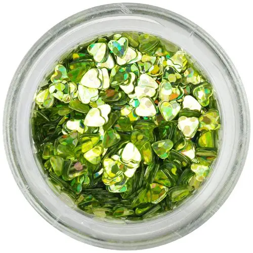 Nail art konfeti - pistacija zeleni srčki