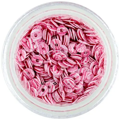 Okrogli bleščeči diski - svetlo rožnati z rožnatimi črtami