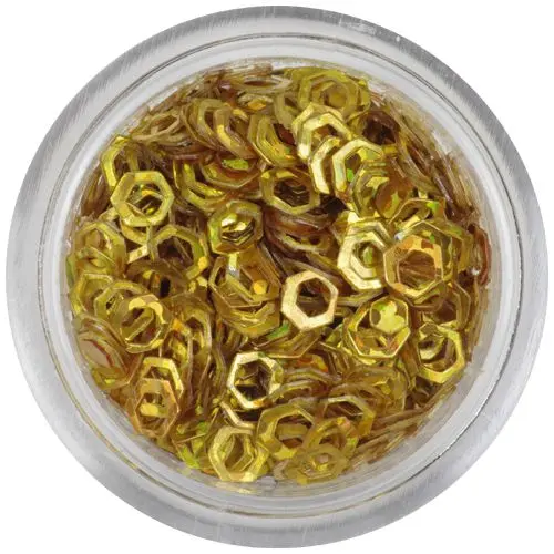 Dekorativni šestkotniki - temno zlate barve, hologramski učinek