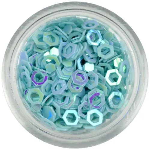 Svetlo modri nail art šestkotniki