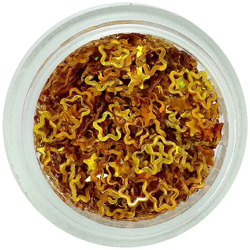 Zlate rožice za nohte – obrisi, hologramski učinek