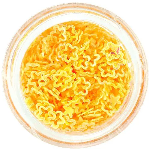 Konfeti z bleščicami - temno rumene rožice, obrisi