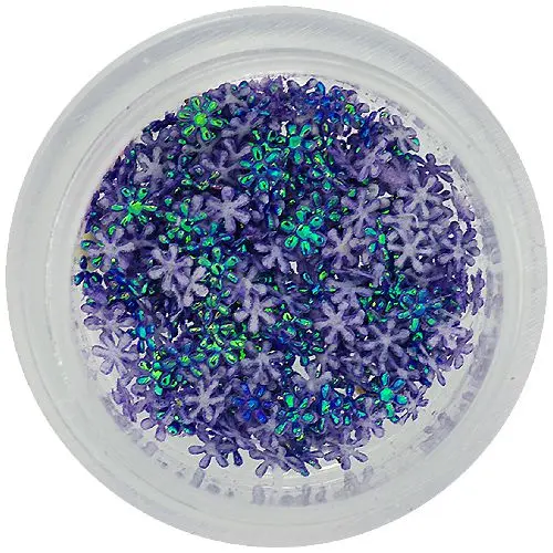 Nail art dekoracija - temno vijoličaste rožice iz blaga, majhne