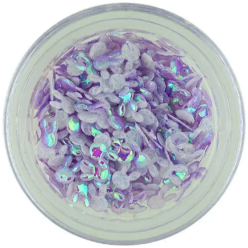 Dekoracija za nohte - vijoličasti zajčki iz blaga