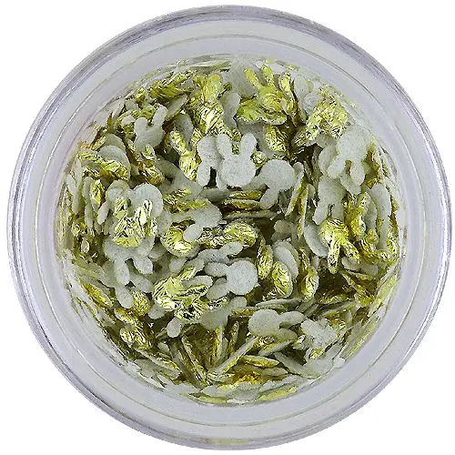 Dekoracija za nohte - zlati zajčki iz blaga