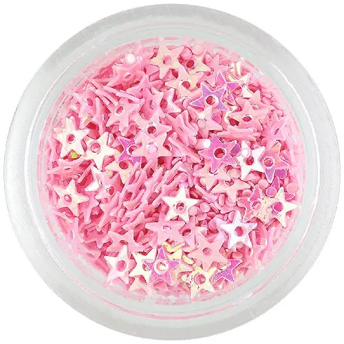 Nail art dekoracija - zvezdice z luknjo, svetlo roza