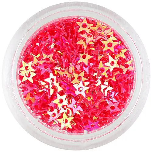 Nail art dekoracija - zvezdice z luknjo, oranžno-rdeče