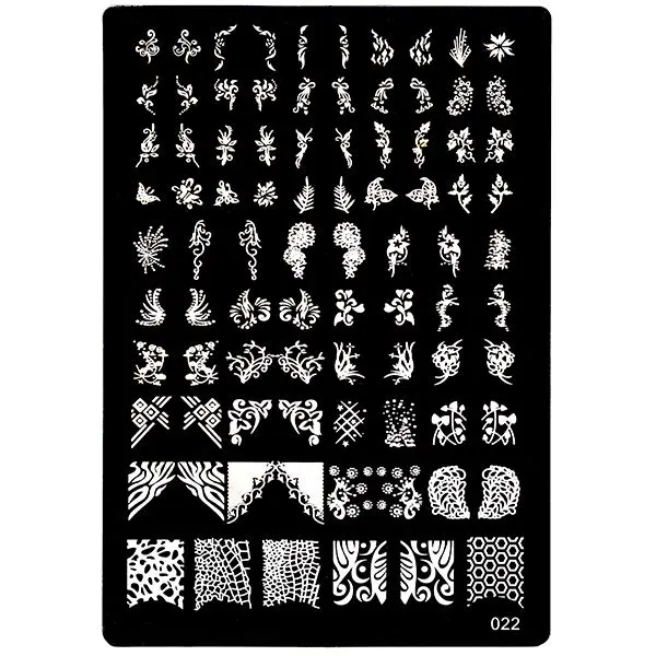 Kovinska šablona XL za okrasno štempljanje nohtov, 022